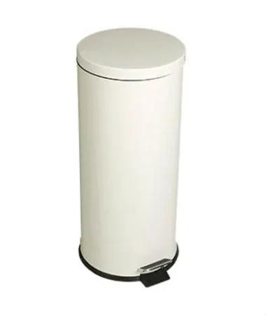 Cubo de pedal, acero lacado blanco, con cubo interior a prueba de fugas, 30,3 L