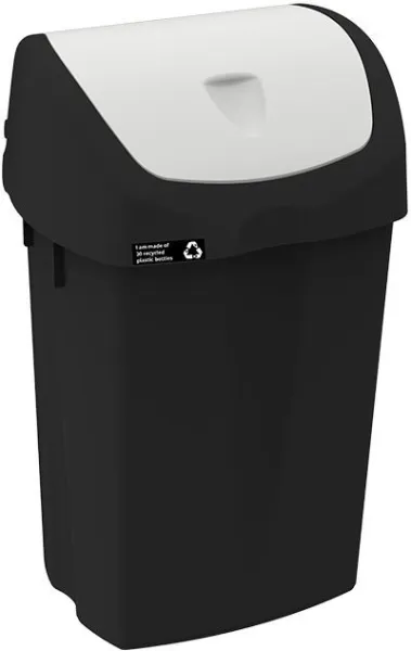 Papelera NRW con tapa abatible blanca, sostenible, 25 L