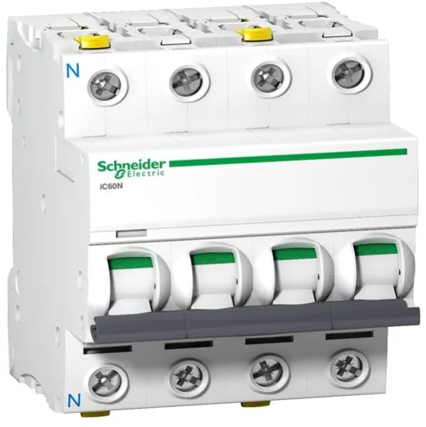 Schneider Electric Acti9 disyuntor ic60n, 3p+n 32a c, con terminal doble, 72 mm