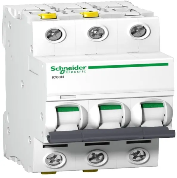 Schneider Electric Acti9 iC60N 3P 32A Terminal doble Característica C 6/10kA 230V Ancho 54mm