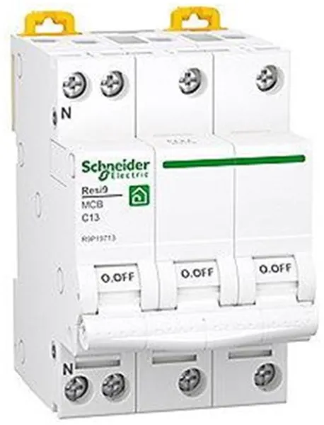 Schneider Electric Resi9 XP MCB/disyuntor automático 3PN C-característica 13A 6kA 54mm