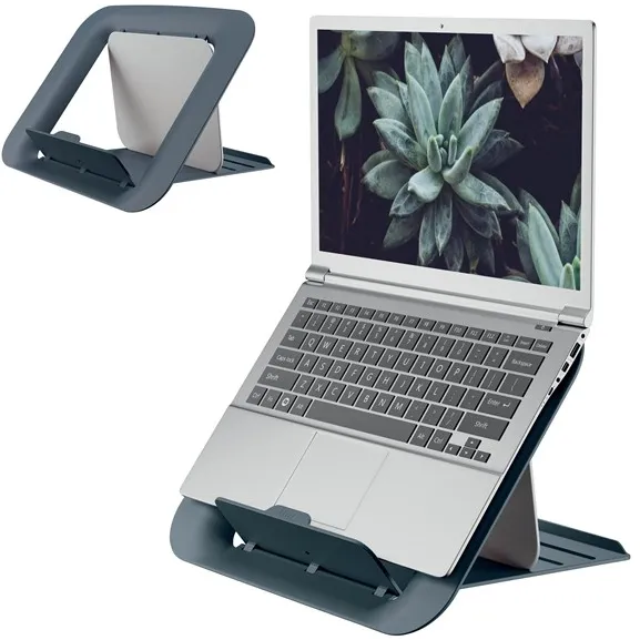 Soporte ajustable para portátil Leitz Ergo Cosy, 80 % de plástico reciclado, gris terciopelo