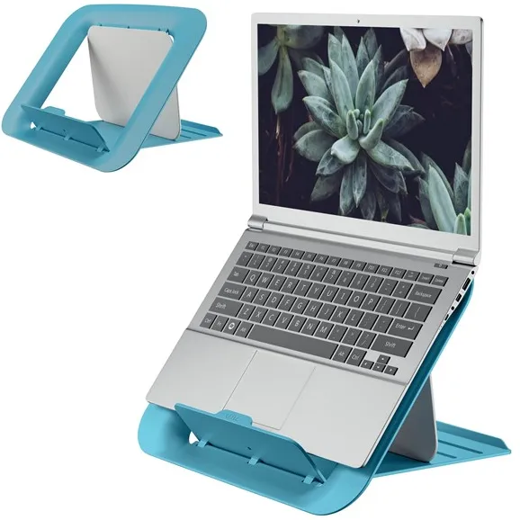 Soporte ajustable para portátil Leitz Ergo Cosy, 80 % de plástico reciclado Azul tranquilo