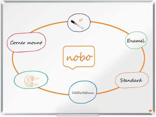 Nobo Premium Plus pizarra blanca esmaltada 120x90cm blanca